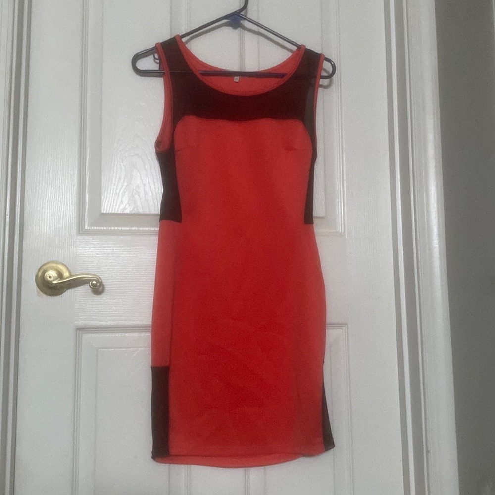 Red Dress with Mesh sides and top